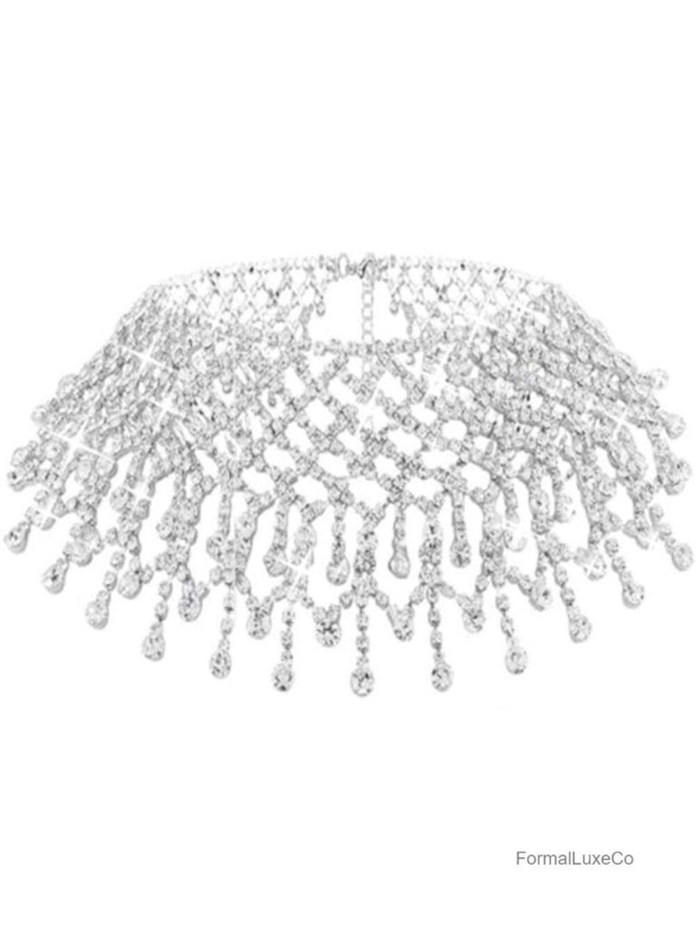 Rhinestone Choker Necklace Silver Diamond Necklace for Women Chunky Crystal